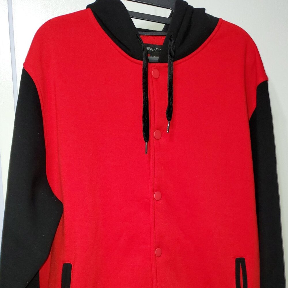 Ring of Fire Men's Hooded Varsity Jacket, Size XL